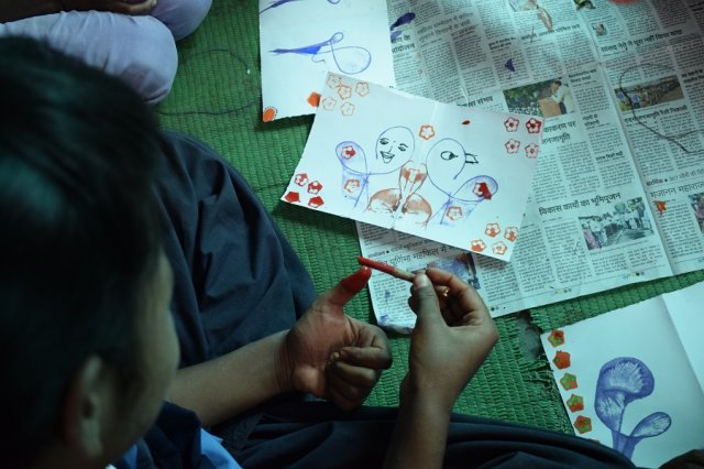 Thumb painting and thread painting